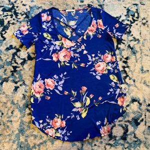 Floral top with criss cross detail on front